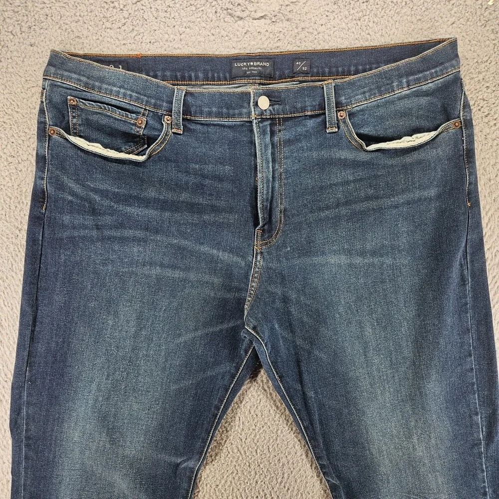 Lucky Brand Jeans Men Size 40x32 121 Slim‎ Straight Blue Denim Zip Fly Stretch